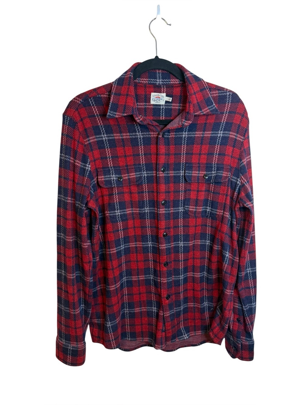 Faherty Red and Blue Mens Legend Sweater Shirt